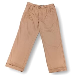 Izod Mens 36x30 Khaki Pleated Cropped Leg Pants